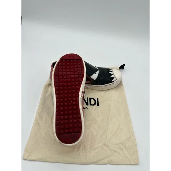 Fendi Pink Leather Monster Bug Slip on Sneakers w/ Dustbag sz 35 - Picture 8 of 9